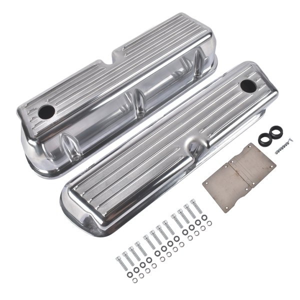 气门室盖 Set of 2 Tall Valve Covers Ball‑Milled Polished Replacement for Ford SBF 260‑351W Engines-3