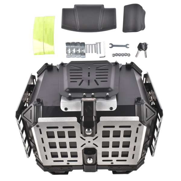 铝合金车尾箱 Aluminum Alloy 45L Motorcycle Tail Box w/Double Lock System Titanium w/Black Backrest-7