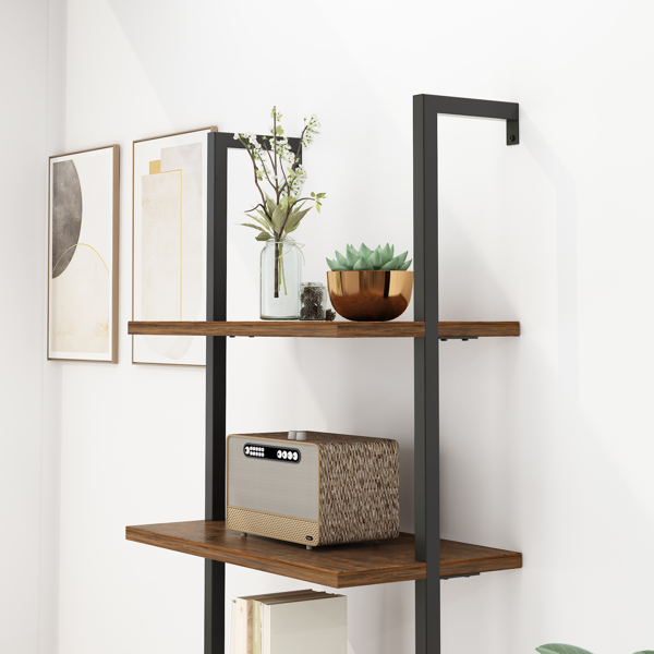5层靠墙固定密度板铁框展示架 60*30*180cm 复古棕色+黑色框架-15