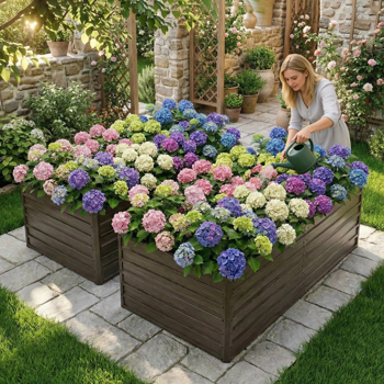 2 件套 240×120×64cm 高架种植床，大型金属种植箱，开放式底部便于排水，配 8 根加固杆，防锈钢材 —— 适用于蔬菜、水果、花卉、香草