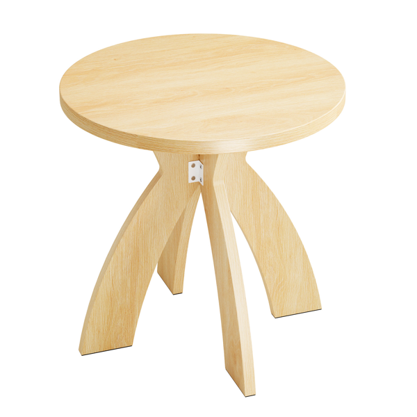 原木色 密度板贴三胺 60*60*60cm 弧形交叉腿 圆形 边几-6