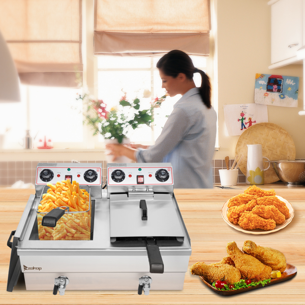 英规 IEF-102V 220.00V 6000W 24.9quart/23.6L 电炸锅 银色 不锈钢 水龙头双缸-33