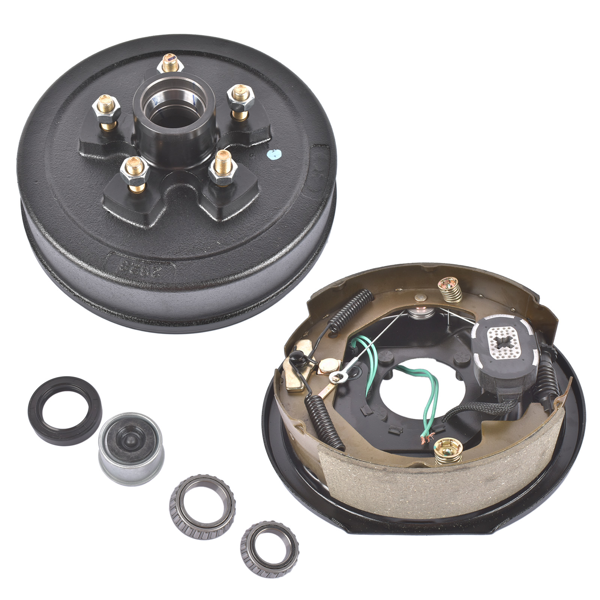 A3 车桥配件 5 on 4.5" Trailer Brake Hub Drum Assembly 10x2-1/4" for 3500 lbs Axle Left-3