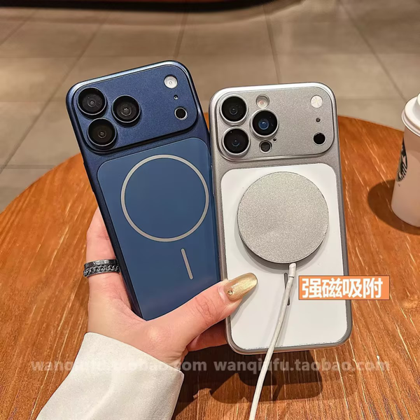 适用于 iPhone 17 Pro Max 的手机壳 橙色 磁吸式 无线充电-3