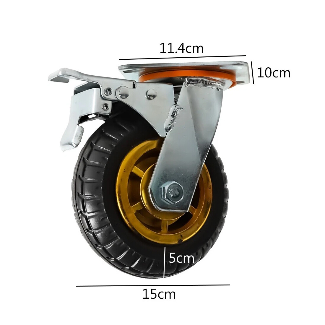 4X / 150mm Heavy Duty Swivel Caster Wheels Castor up to 300kg Load with 2 Brake view 4