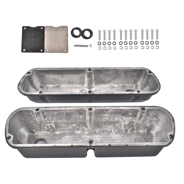 气门室盖 2x Tall Black Valve Cover Kit  Replacement for Ford SBF 289 302 351W 1962‑1985 Black Aluminum-8