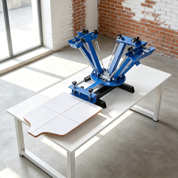 4色1工位丝网印刷机，21.2x17.7in/54x45cm，360°可旋转丝网，带双层定位托盘，用于T恤DIY印刷-1