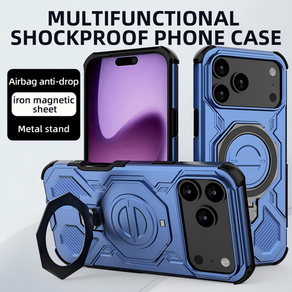 适用于 iPhone 17 Pro 的手机壳，防震、带支架、坚固耐用、磁吸式-2