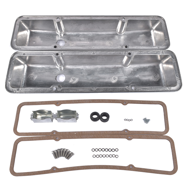 气门室盖 Aluminum Short Finned Valve Covers w/Gaskets Fit for 1958-1986 Chevy SBC 283-400-6