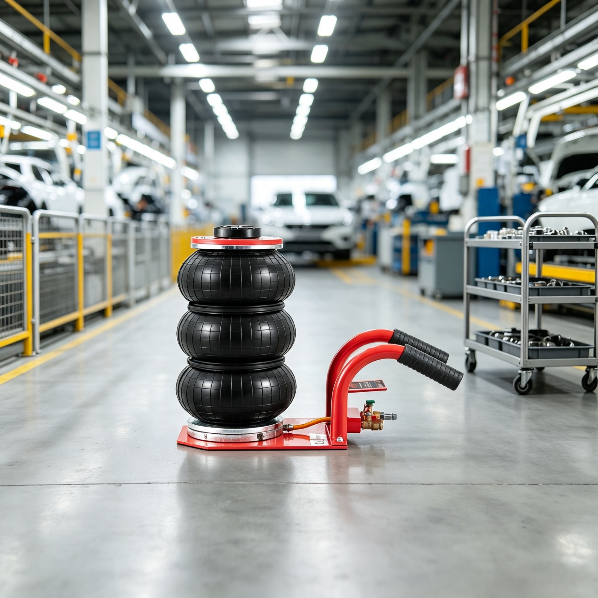 3 Ton/6600 lbs Triple Bag Air Jack with Six Steel Pipes, 17.7″ Fast Lifting Pneumatic Jack with Side Handles view 4
