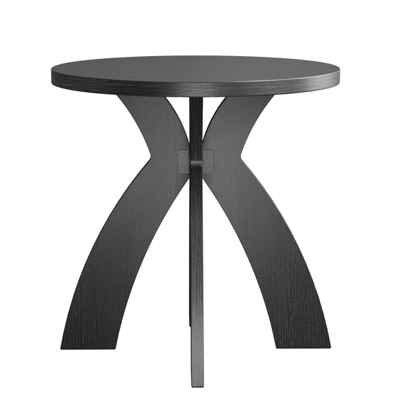黑色 密度板贴三胺 60*60*60cm 弧形交叉腿 圆形 边几-6