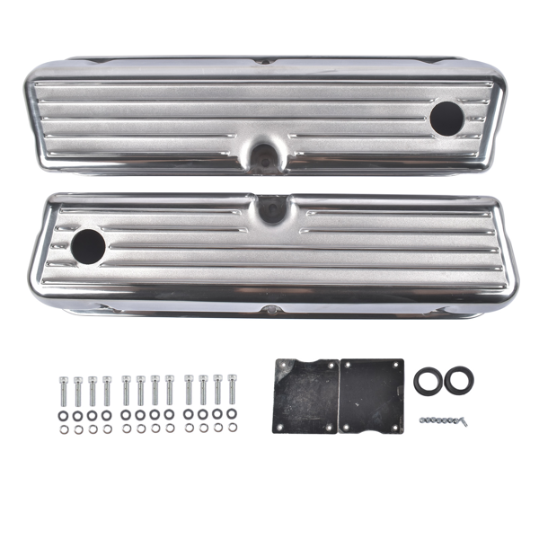 气门室盖 Set of 2 Tall Valve Covers Ball‑Milled Polished Replacement for Ford SBF 260‑351W Engines-7