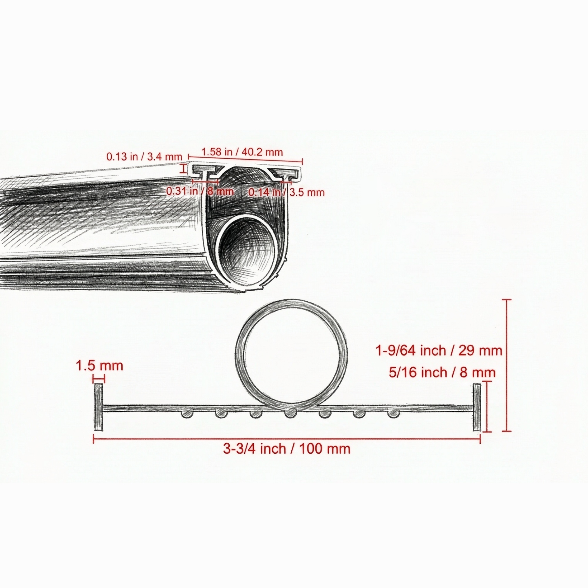 16 Ft Garage Door Bottom Seal (5/16″ T-ends, 3-3/4″ Width)