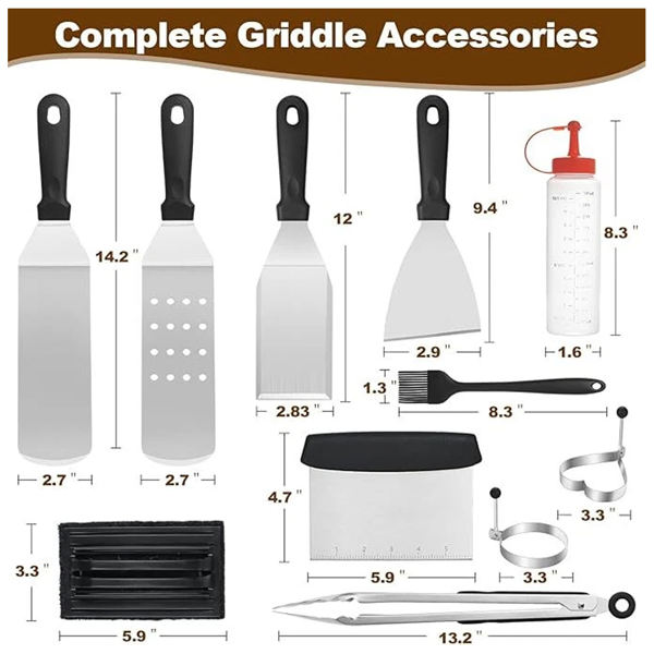 UK烧烤工具套装户外BBQ不锈钢铁板烧铲工具烧烤套装-3