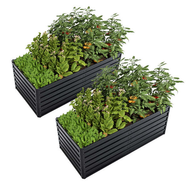 2 件套 74.6×35.4×25.2 英寸高架种植床，大型金属种植箱，开放式底部便于排水，每个种植床配备 4 根加固杆，防锈钢材 —— 适用于蔬菜、水果、花卉、香草、多肉植物-7