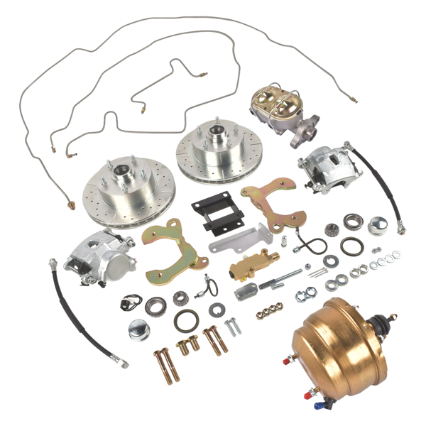 刹车盘套装 Front Power Disc Brake Conversion Drilled Rotors Lines Set Fit for Chevrolet Bel Air One-Fifty Series Two-Ten Series 1955-1957-3