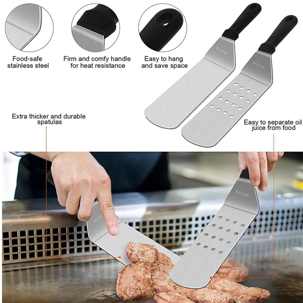 UK烧烤工具套装户外BBQ不锈钢铁板烧铲工具烧烤套装-7
