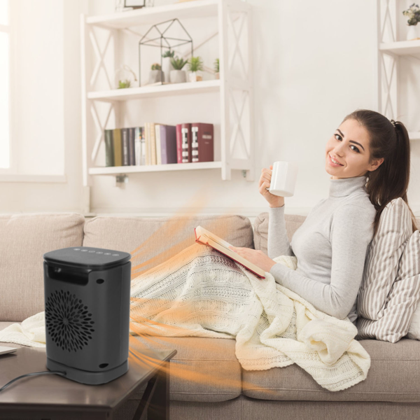 （物流随机发，自提可发加拿大）便携式陶瓷取暖器，1500W 电暖器，支持 90° 摇头、遥控、12 小时定时，具备倾倒 & 过热保护，适用于家庭、办公室、宿舍-4
