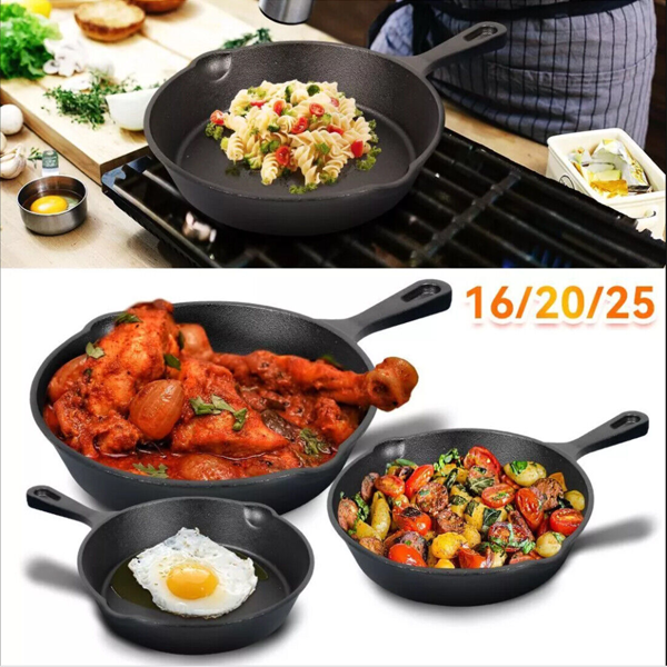 DE3件套铸铁锅套装煎锅（16cm+20cm+25cm）-7