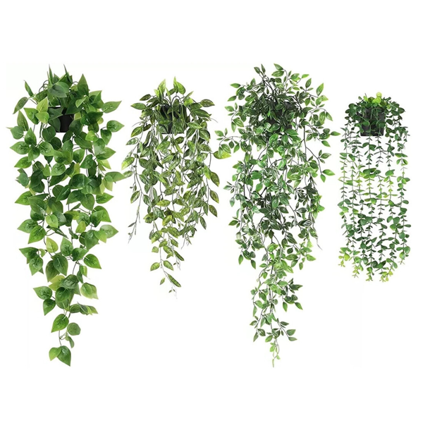 UK4件装盆栽仿真悬挂植物室内假蔓生植物家居房间-2