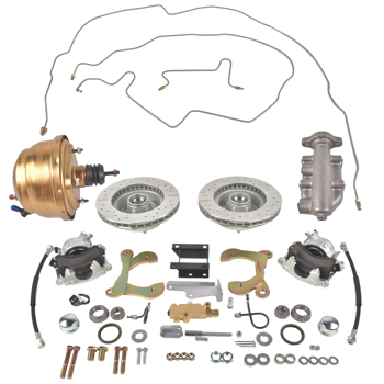 刹车盘套装 Front Power Disc Brake Conversion Drilled Rotors Lines Set Fit for Chevrolet Bel Air One-Fifty Series Two-Ten Series 1955-1957
