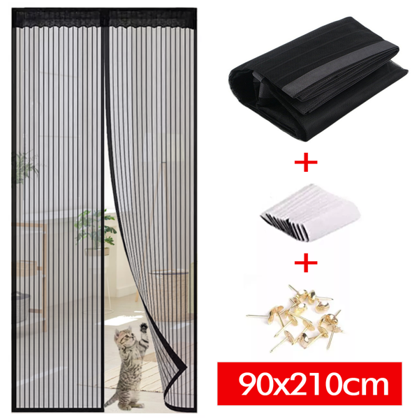 UK90*210魔术窗帘门网磁性紧固蚊蝇昆虫网纱-黑色-10