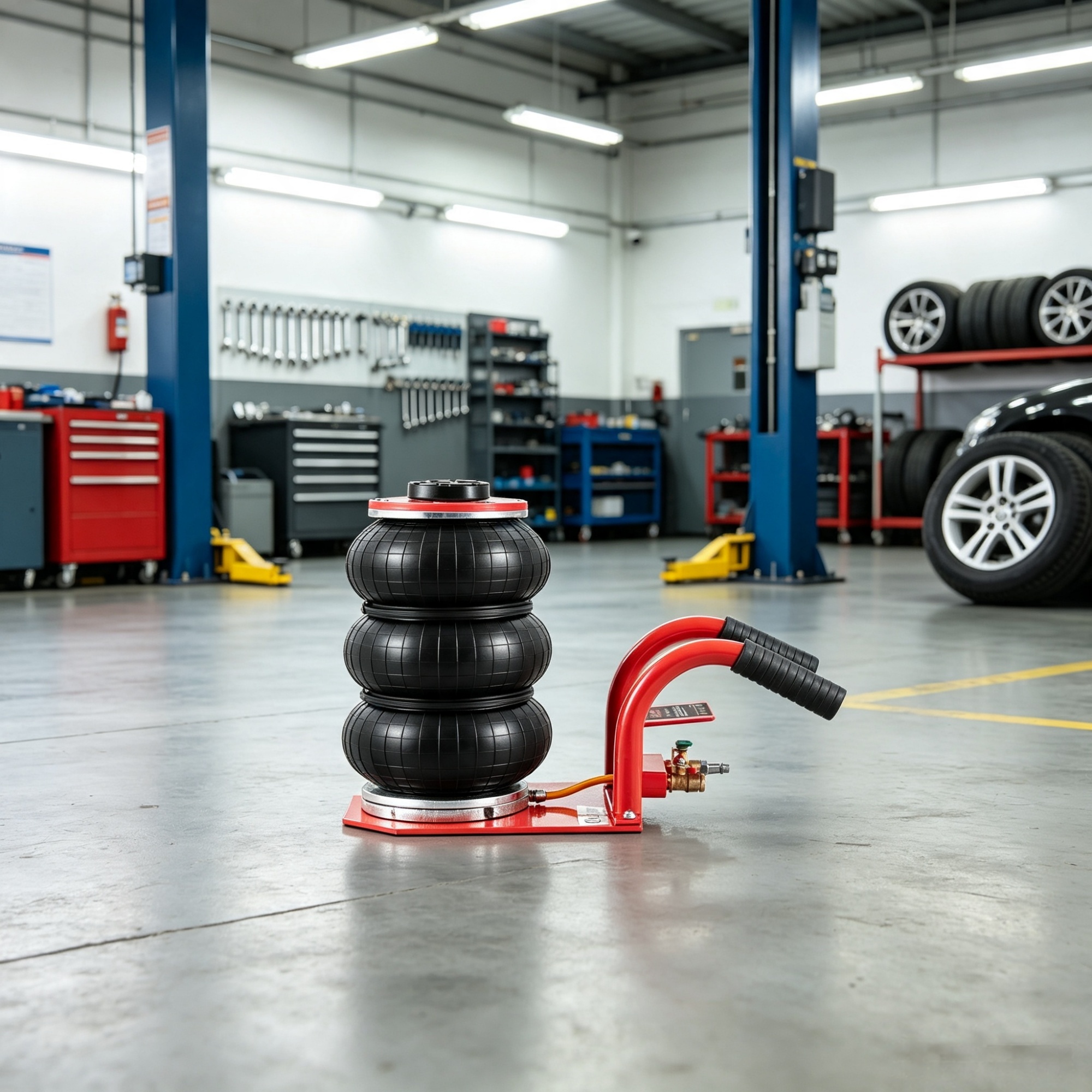 3 Ton/6600 lbs Triple Bag Air Jack with Six Steel Pipes, 17.7″ Fast Lifting Pneumatic Jack with Side Handles view 2
