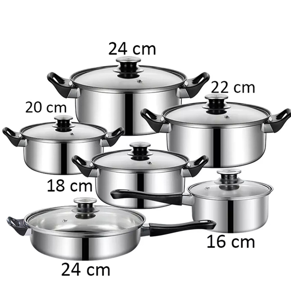DE12件套锅具烹饪套装电磁炉卤素陶瓷烹饪锅套装不锈钢-9
