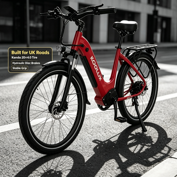 KOOLUX X2低跨度电动自行车 500W电机48V15Ah电池 26寸建大轮胎液压碟刹 成人城市通勤电助力自行车 英国仓现货-5