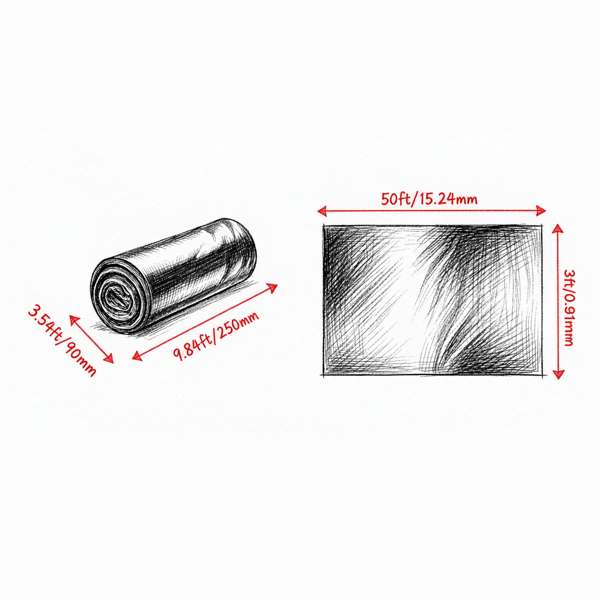 3FT x 50FT塑料薄膜卷，多用途，黑色-3