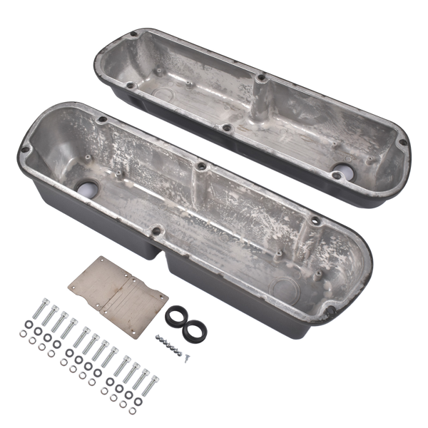 气门室盖 2x Tall Black Valve Cover Kit  Replacement for Ford SBF 289 302 351W 1962‑1985 Black Aluminum-6