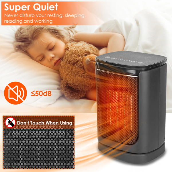 （物流随机发，自提可发加拿大）便携式陶瓷取暖器，1500W 电暖器，支持 90° 摇头、遥控、12 小时定时，具备倾倒 & 过热保护，适用于家庭、办公室、宿舍-8