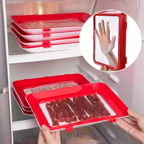 真空食物保鲜托盘塑料冰箱保鲜盒密封-6件-10