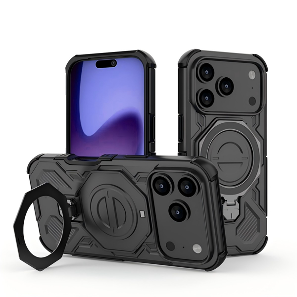 适用于 iPhone 17 Pro 的手机壳，防震、带支架、坚固耐用、磁吸式-1
