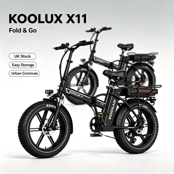 KOOLUX X11 750W 双电池折叠电动自行车 20×4.0 建大胖胎液压碟刹长续航电助力车 英国仓现货