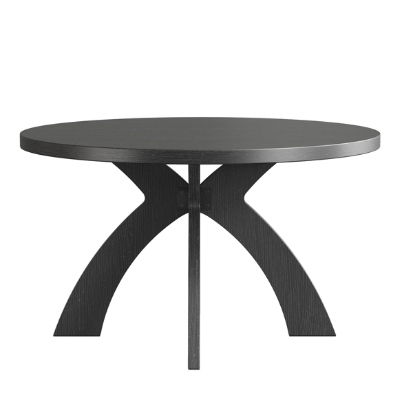 黑色 80*80*45.5cm 密度板贴三胺 弧形交叉腿 圆形 茶几-3