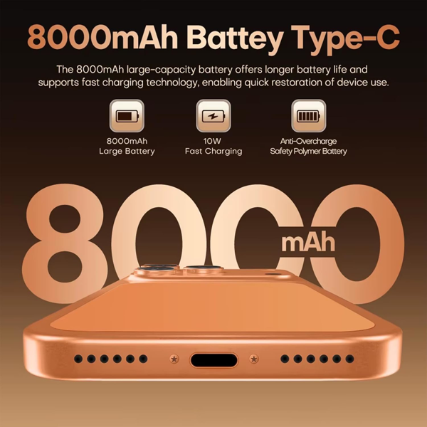 A17 Pro Max 5G Android 15 智能手机，6.8英寸 FHD+ 显示屏，8GB 内存 + 256GB 存储，7200万像素前置摄像头和1.08亿像素后置摄像头，8000mAh 电池，全球版-3