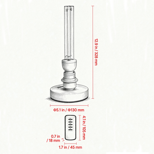 25W便携式UVC灯，带臭氧净化器和遥控器，30/60/120分钟定时器，适用于客厅、卧室和酒店-3