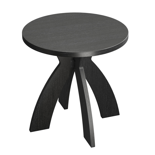 黑色 密度板贴三胺 60*60*60cm 弧形交叉腿 圆形 边几-4