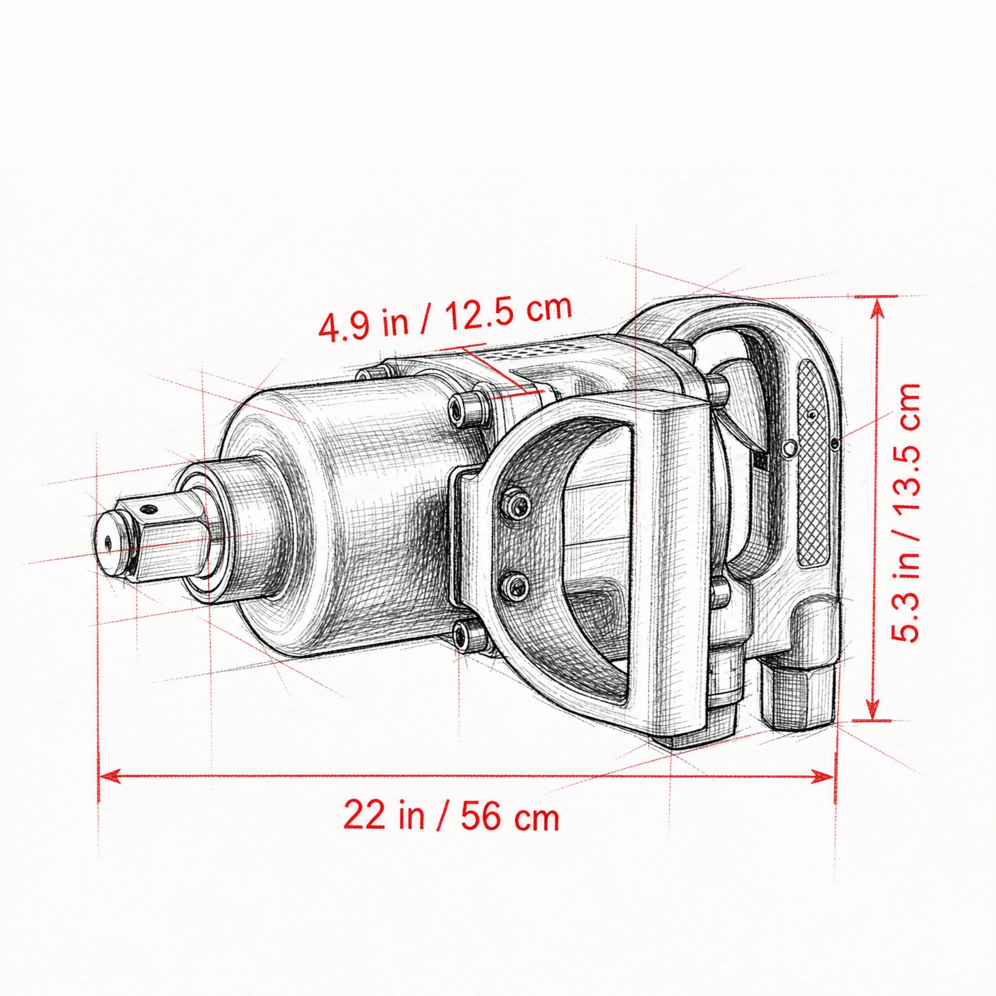 1 Inch Pneumatic Impact Wrench, 2730 ft-lbs Reverse Torque, Lightweight Air Impact Gun with 2 Handles view 3