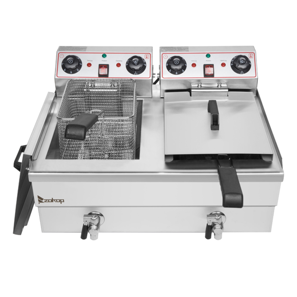 英规 IEF-102V 220.00V 6000W 24.9quart/23.6L 电炸锅 银色 不锈钢 水龙头双缸-6