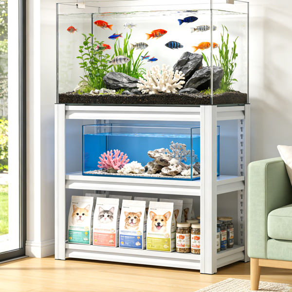 20-30加仑鱼缸架 - 金属水族箱架，34英寸宽 x 18英寸深 x 31英寸高，可调节重型爬行动物缸架，可调节三层鱼缸架，适用于家庭办公室，不含鱼缸-1
