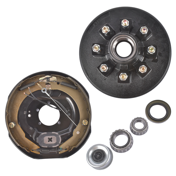 A3 车桥配件 8 on 6.5" Trailer Brake Hub Drum Assembly 12x2" for 7000-8000 lbs Axle Left-6