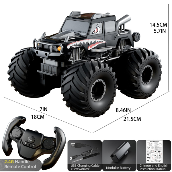 怪物卡车玩具，防水360°旋转4x4遥控卡车，两栖遥控怪物卡车，2.4GHz全地形越野皮卡玩具遥控车-8