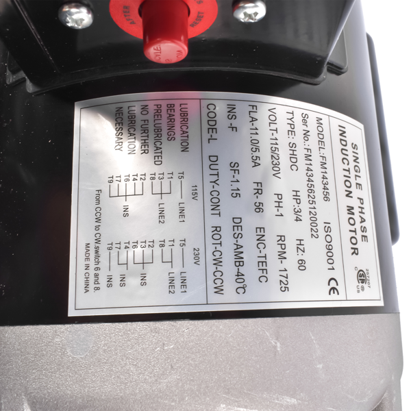 交流电机 3/4 HP Electric Motor 1725RPM AC115/230V 56 Frame 1-Phase 5/8" Key Shaft-12
