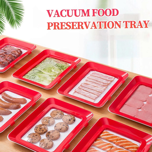 真空食物保鲜托盘塑料冰箱保鲜盒密封-6件-6