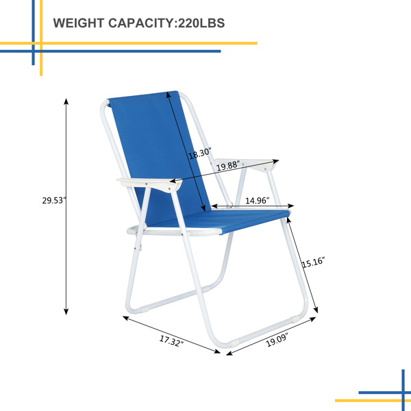 【同款编码：73351520】座高14.2"宽16.9"深14.2" 蓝色牛津布 铁沙滩椅 白色铁框架 100.00kg-6
