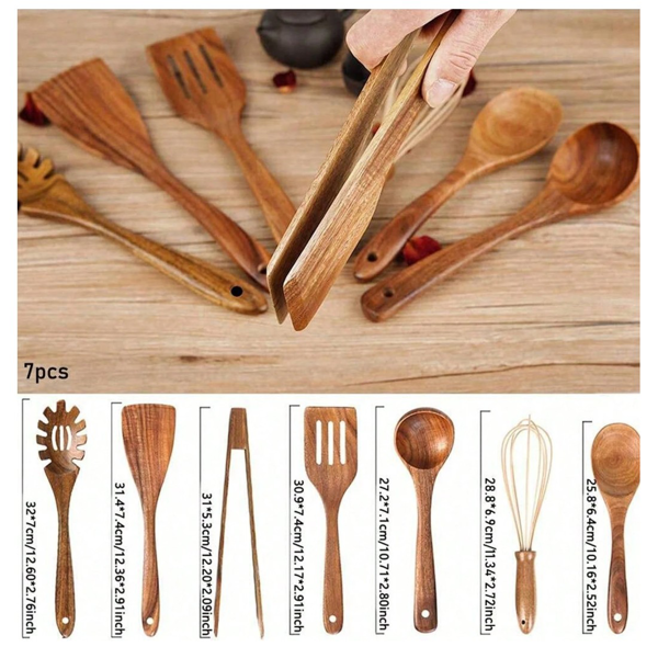 7件套木制烹饪用具，木勺套装，木制厨房用具烹饪套装-10