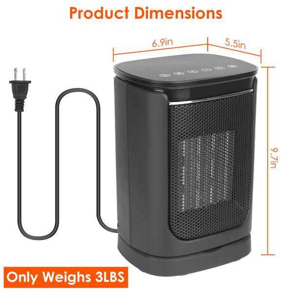（物流随机发，自提可发加拿大）便携式陶瓷取暖器，1500W 电暖器，支持 90° 摇头、遥控、12 小时定时，具备倾倒 & 过热保护，适用于家庭、办公室、宿舍-13
