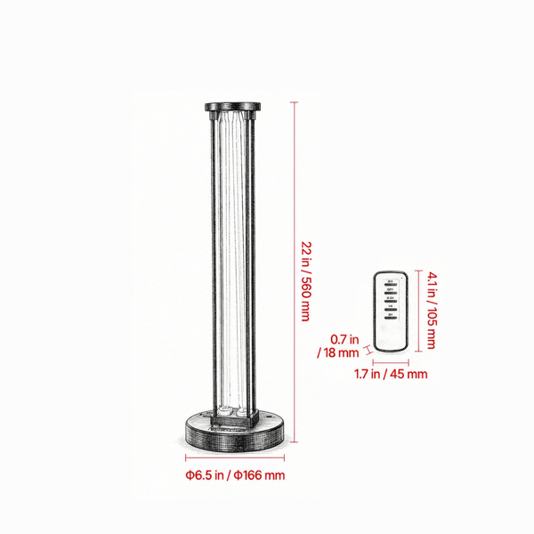 110W UVC紫外线灯，带臭氧净化器和遥控器，3定时器消毒灯，适用于600平方英尺以下的房间-3